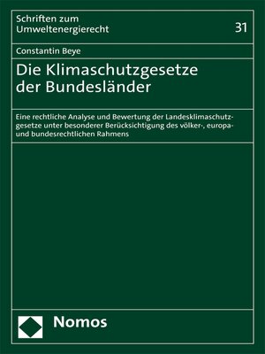 cover image of Die Klimaschutzgesetze der Bundesländer